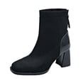 thumbnail image 1 of NECHOLOGY Botas Mujer Zapatos Botines para mujer Botas de ante de tacón medio con punta cuadrada y tacón cuadrado para mujer, botines antideslizantes con cremallera en la espalda (Black, 6.5), 1 of 5