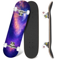 31'' Complete Skateboard 7 Layer Canadian Maple Double Kick Deck Skateboards Galaxy space Skate Board for Beginner Adult Gifts