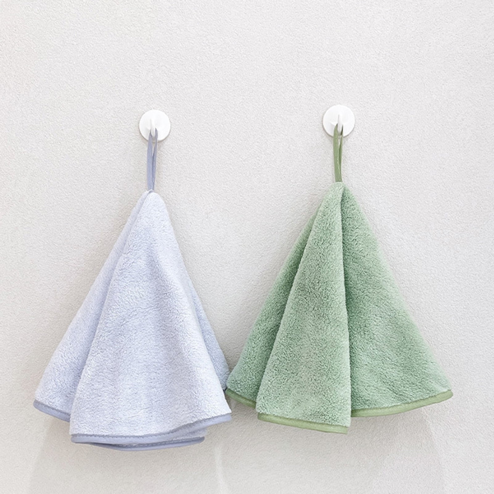 Cheers US Hanging Hand Towels with Hanging Loop Absorbent Coral Fleece  Bathroom Hand Towels Soft Thick Dish Cloth Hand Dry Towels Round Hand  Towels