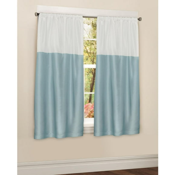 Panneau de rideau à passe-tringle Red Label en similisoie de 160 cm (63 po) bicolore, minéral et blanc