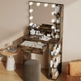 thumbnail image 5 of Pipleo Vanity Desk with Mirror and Lights, White Vanity Mirror with Lights with Large Drawer and 6 Level Storage, White Vanity with Large Led Mirror with 3 Color Lighting Modes, 5 of 7