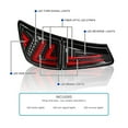 thumbnail image 4 of Spec-D Tuning Jet Black Housing Red LED Bar Tail Lights Compatible with 2006-2008 Lexus IS250 IS350, Left + Right Pair Assembly, 4 of 8