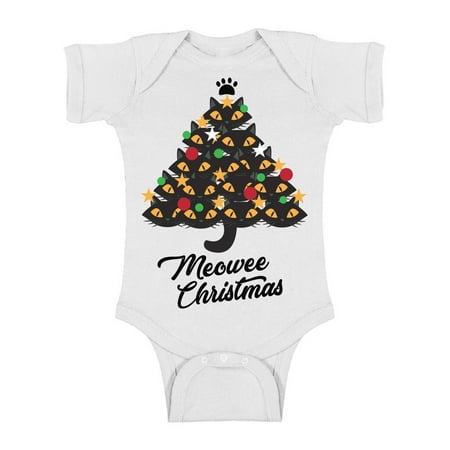 Cats Live Christmas Trees Awkward Styles Ugly Christmas Baby Outfit Bodysuit Xmas Meowee Romper Cat Tree ()