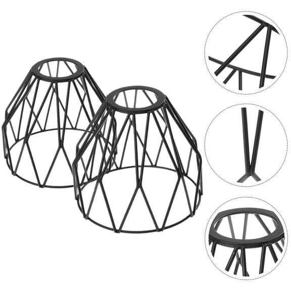 SOPOTUTU 2Pcs Black Pendant Light Shade with Iron Cage Artful Lamp Shade for Home and Restaurant