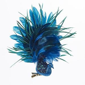Glitter Peacock Christmas Ornament with Clip