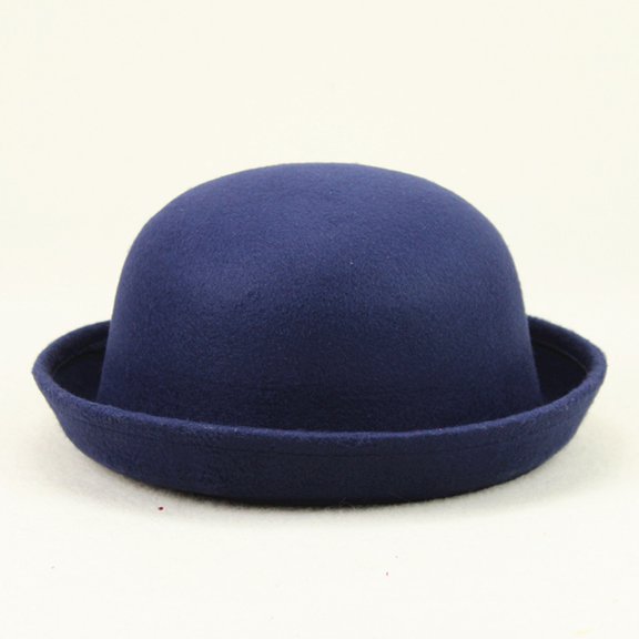 Hauaitttt Elegant Adults Solid Hat Roll up Brim Panama Bowler Hat Bucket Hat Mens Womens Classic Wool Round Bowler Hats Cap Red Bucket Hat Linen Men's Summer Hat Bucket Hat 61 Bucket Hat Drunk Blue X
