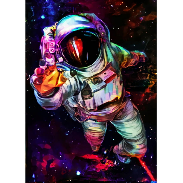 Pintura de diamante (DB6622) 5D DIY astronauta completo Kit de imagen redonda manualidades hogar 50x70cm Hugtrwg Para estrenar