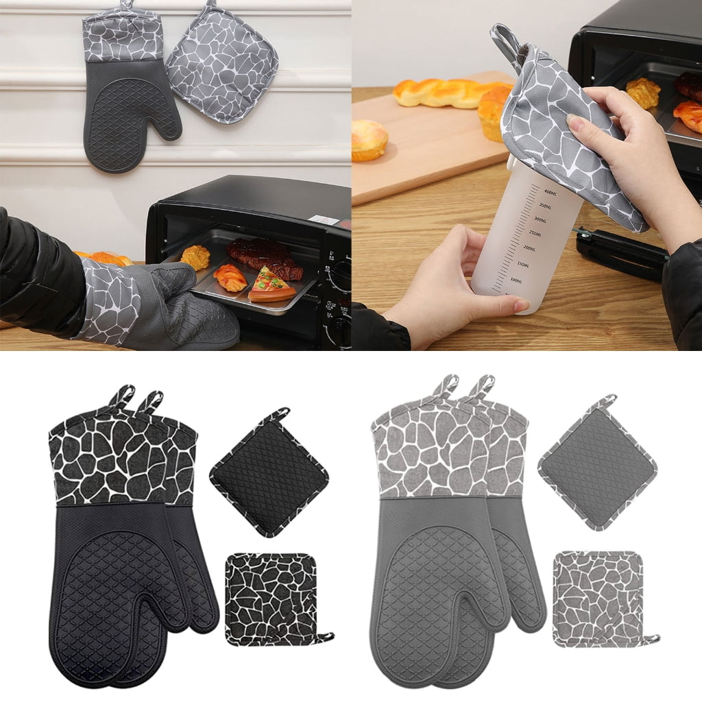 WINDLAND Heat Resistant Silicone Oven Gloves Durable Oven Mitts Comfortable Pots Holder Suitable for Kitchen Cooking Grilling