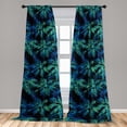 thumbnail image 2 of Palm Trees Window Curtains, Psychedelic Inspirations Trippy Hawaii Woodland Silhouettes Print, Lightweight Decor 2-Panel Set with Rod Pocket, Pair of - 28"x84", Shamrock Green Sea Blue, by Ambesonne, 2 of 3