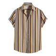 thumbnail image 2 of EQWLJWE Dress Shirt for Men Short Sleeve Button Down Summer Stripe Print Comfortable Loose Clothing Vacation Beach Shirts Gift for Your Husband Dad, 2 of 5