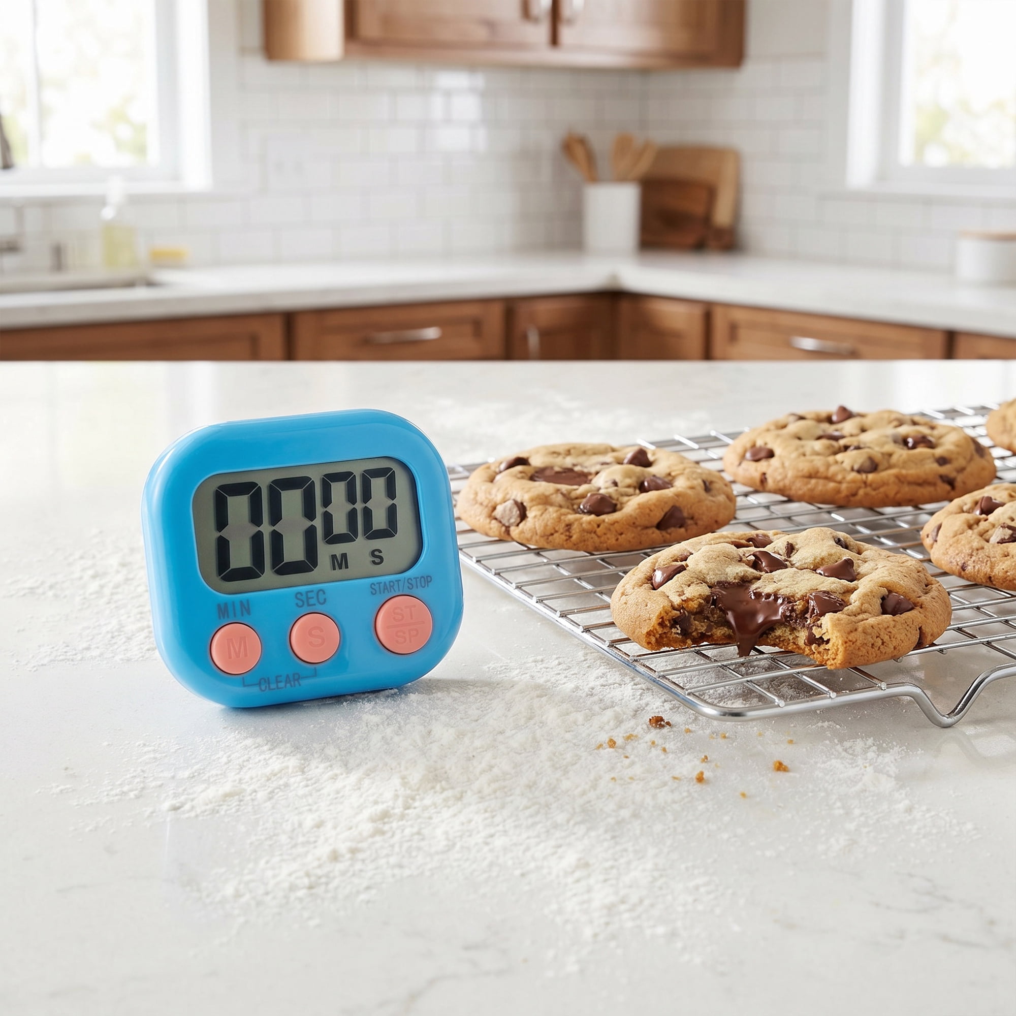 Unique Bargains Loud Alarm Magnetic Backing Cooking Study Kitchen Timer Blue