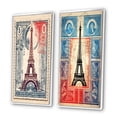 thumbnail image 3 of Designart "Stamp Illustration of Eiffel Tower in Paris I" City Paris Framed Wall Art Set Of 2 - Traditional Blue Frame Gallery Set For Office Decor, 3 of 6