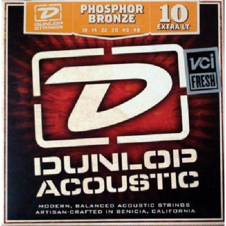 Rare Phosphor Bronze Acoustic Guitar - Dunlop DAP1048 Phosphor Light Acoustic Guitar Strings, 6-String Set