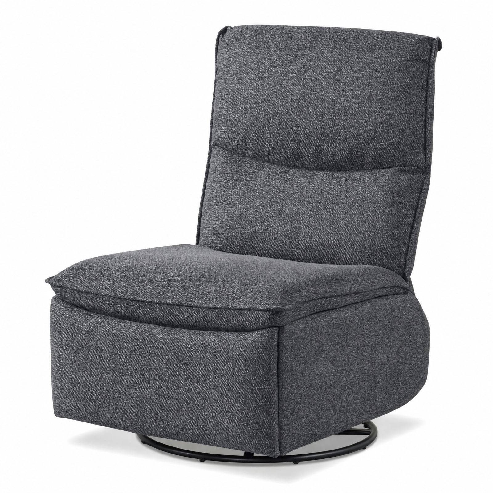 Furnibear 360 Degree Swivel Rocking Recliner Accent Chair with Padded Back Extendable Footrest and Polyester Linen for Living Room and Nursery, Gray