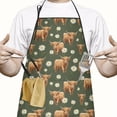 thumbnail image 2 of Green Highland Cow Daisy Pattern Apron-Garden Aprons for Women with Pockets-Cotton Linen Waterproof Kitchen Cooking Gardening Aprons Adjustable for Kitchen,Cooking,BBQ and Salon 33x27 Inch, 2 of 7