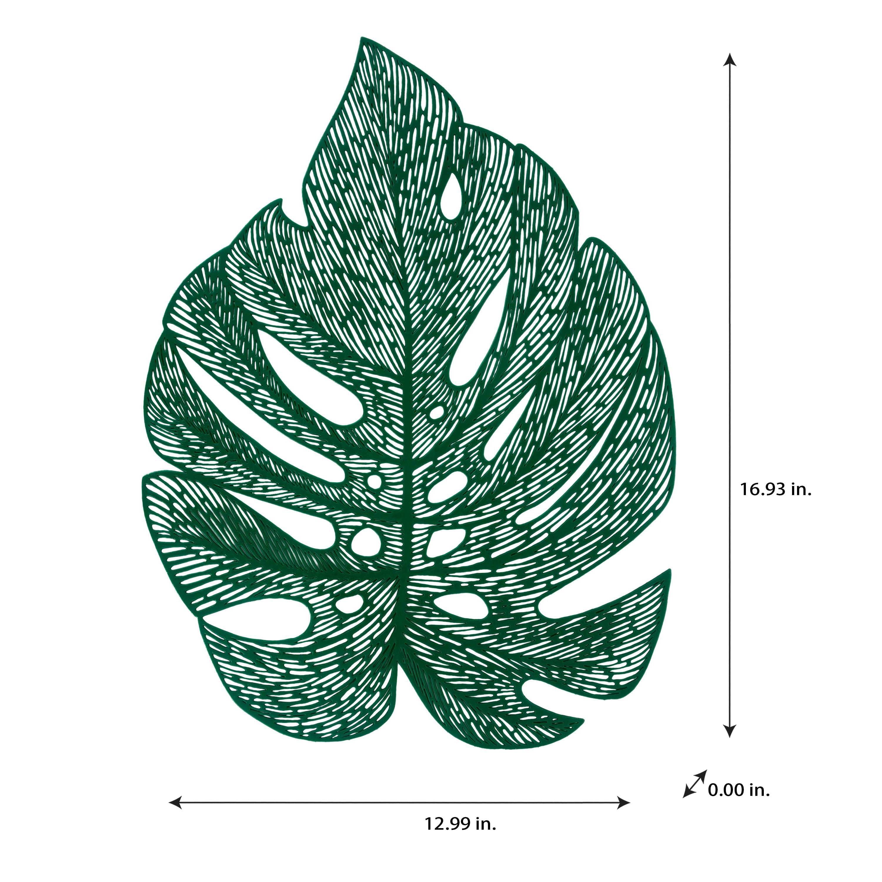 Home Details Set of Four Leaf Shape Table Place Mat, Green