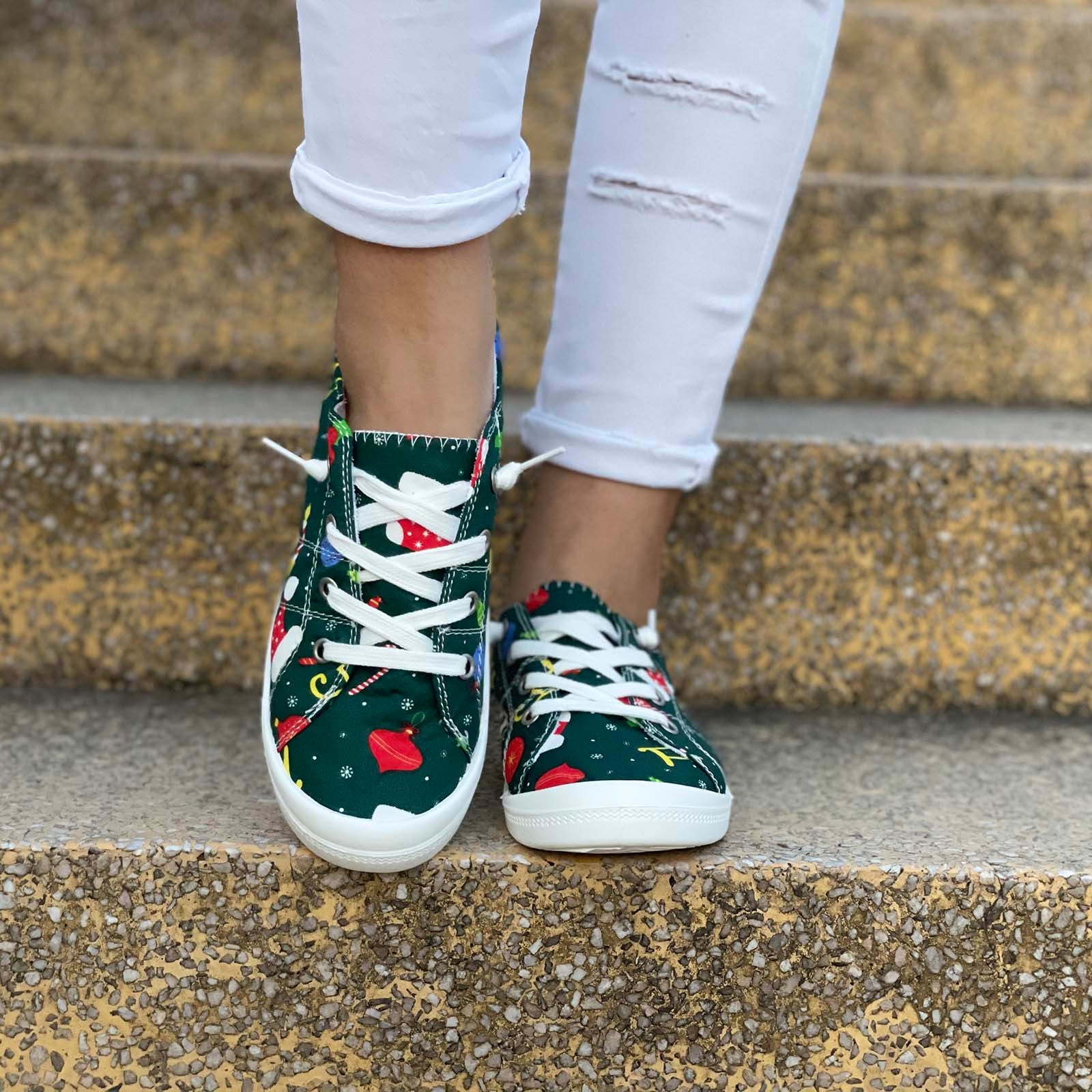 靴 Elegant Summer Shoe Women Sneakers Elegant Floral Printed Lace Up Flat Shoes