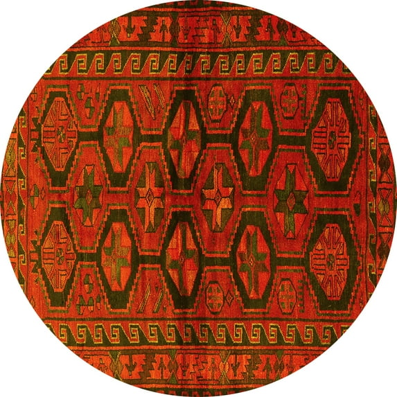 Ahgly Company Indoor Round Persian Yellow Traditional Area Rugs, 8' Round