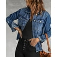 thumbnail image 5 of Necooer Women's Jean Jacket Distressed Washed Button Up Boyfriend Denim Jacket Coat With Pockets(blue,large), 5 of 8
