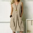 thumbnail image 2 of gakvbuo summer tank dresses for women 2024 vacation Women's Cotton Linen Color Loose Round Neck Sleeveless Dress, 2 of 7