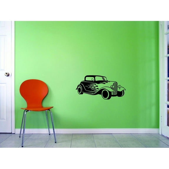 Custom Decals Hot Rod Wall Art Size: 20 X 40 Inches Color: Black