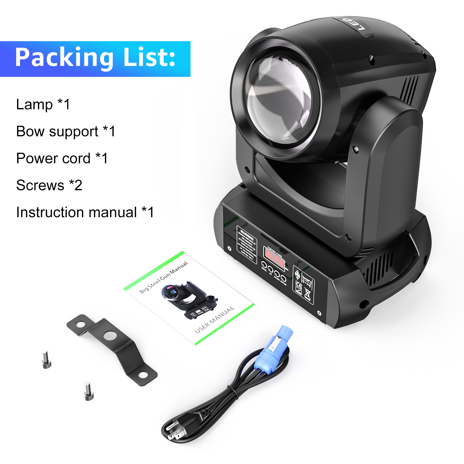 2Pcs 150W LED Beam Moving Head Light w/ Case 18Prism Gobo DMX Stage Lights for Concert Party Wedding