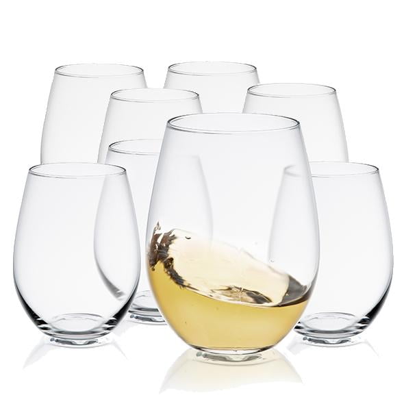 JoyJolt Spirits Stemless Wine Glass, Set of 8 Dishwasher Safe Stemless