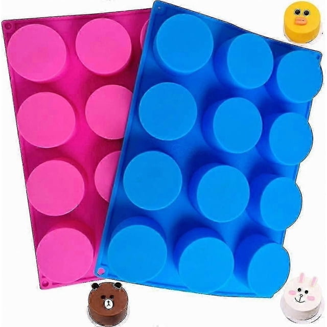 2-Pack Blue Silicone Cylinder Molds for Baking, Chocolates, Soaps, Desserts, and More - 12 Holes Each