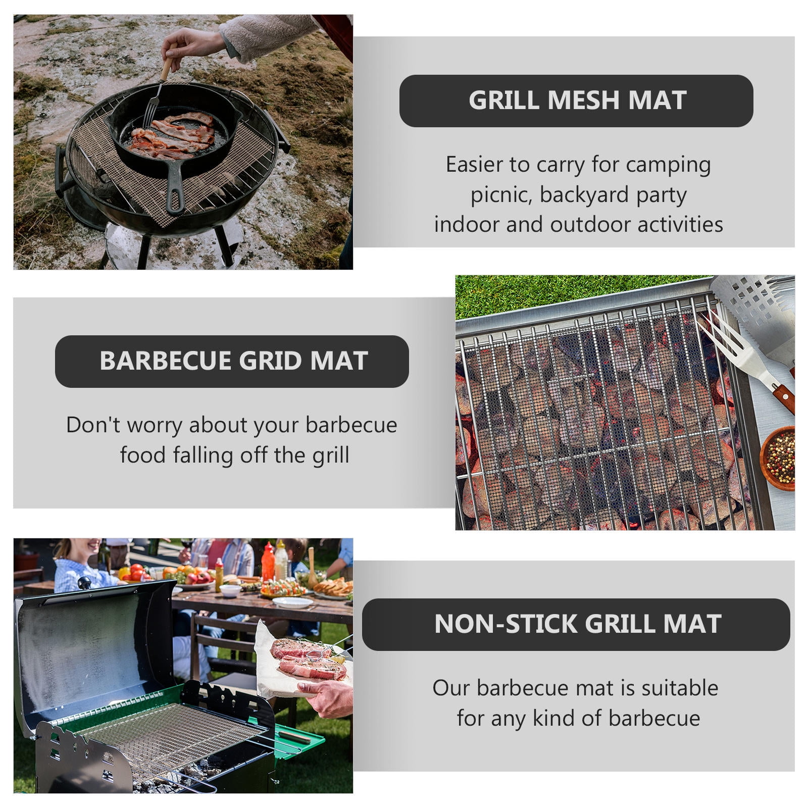 PENIKOKO 6Pcs Non Stick Bbq Grill Mats Black Ptfe Coated Fiberglass Suitable for Oven Liners