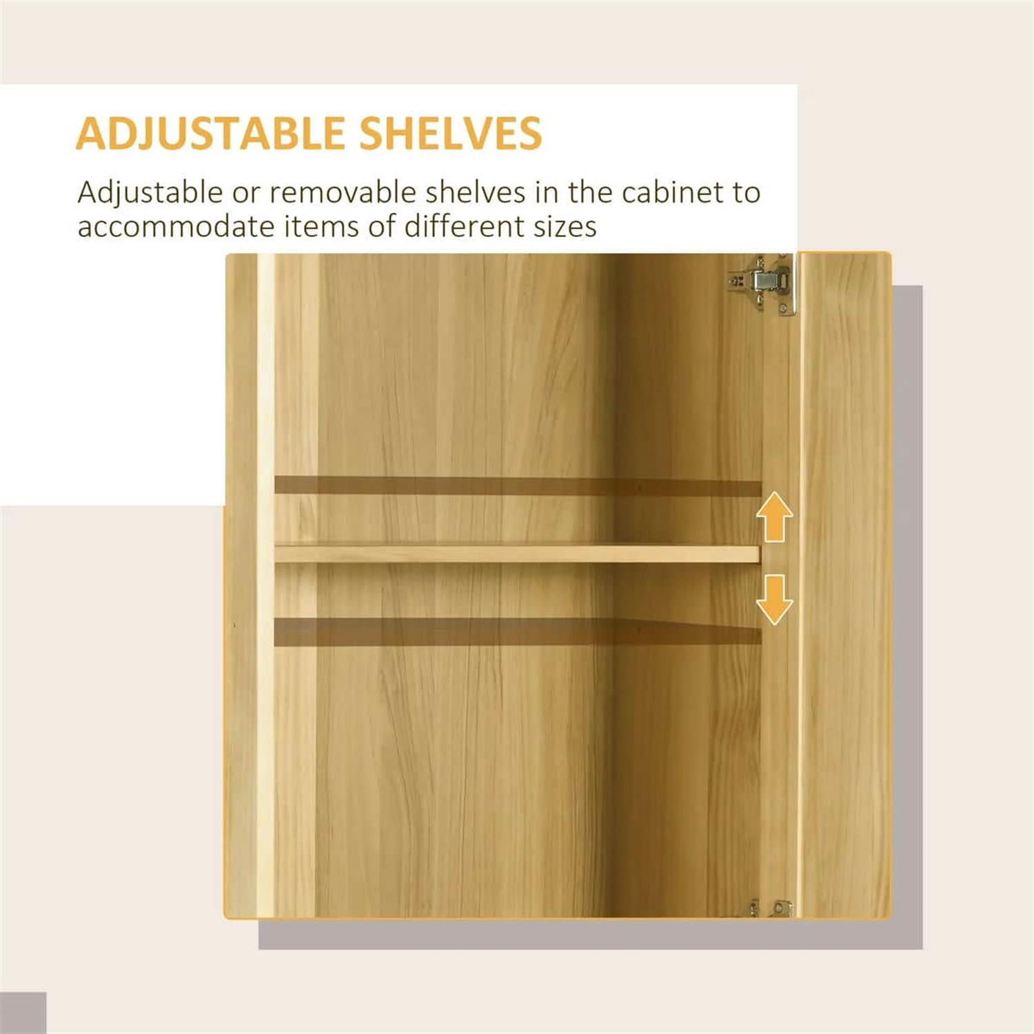 Demi Bonn 30" Large Wooden Kitchen Pantry Cabinet, Freestanding Storage with Doors & Shelves for Dining Room Organization, Beige