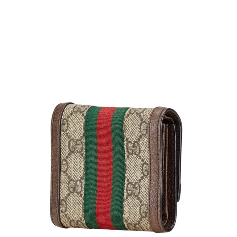 Pre-Owned Gucci GG Supreme Ophidia Tri-fold Wallet 523174 Brown