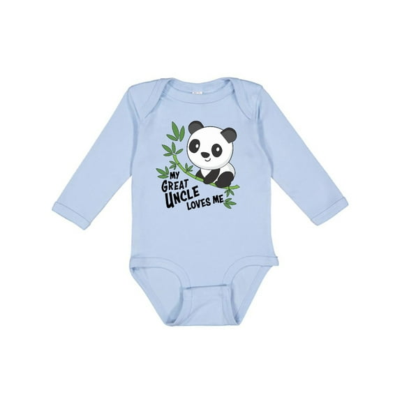 Inktastic My Great Uncle Loves Me- Cute Panda Boys or Girls Long Sleeve Baby Bodysuit