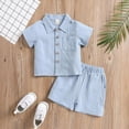 thumbnail image 5 of NOLDARES Girls 2 Piece Short Set Baby Girl Summer Clothes Ruffle Sleeve T-Shirt Shorts Toddler Girl Outfit Set(Blue,4-5 Years), 5 of 6