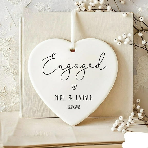 Engaged Ornament 2025, Personalized Engagement Ornament with Names and Date, Custom Wedding Keepsake Gift