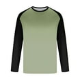 thumbnail image 4 of Stamzod Rash Guard for Men Fashion Patchwork Crewneck Long Sleeve T Shirt Outdoor Casual Sun Shirts for Men Green E XXL, 4 of 5