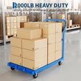 thumbnail image 2 of 2000LBS Heavy Duty Folding Platform Truck-Side Handrails-37x24 Inch Flatbed Computer Tower Cart-5" 360° Swivel Wheels-Blue | Two Brake Wheels+Two Global Wheels, 2 of 7