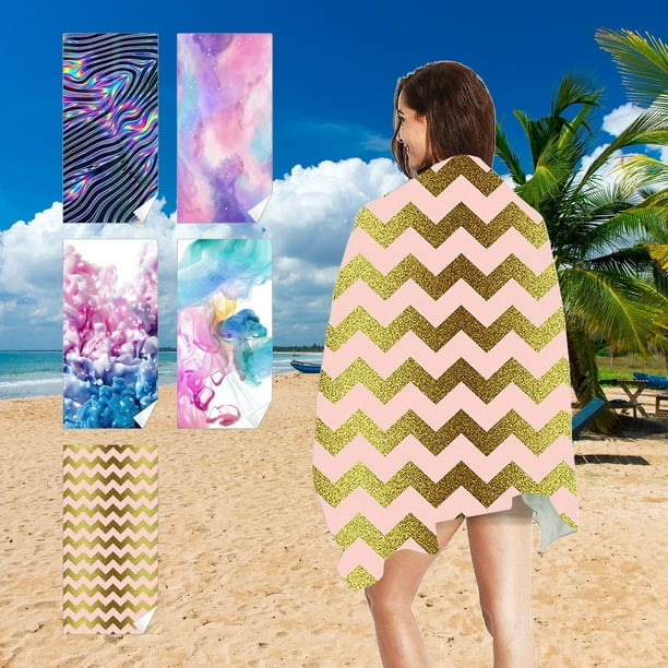 Toalla de playa de microfibra grande | Toalla de baño de secado rápido y súper absorbente | 80x160cm Franja ligera y colorida | Poliéster suave, sin arena, secado rápido para exteriores, viajes