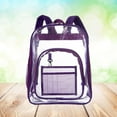 thumbnail image 6 of Raindrops Transparent PVC Backpack Simple See Through School Backpack Outdoor Bookbag Travel Makeup Pouch Organizer (Purple), 6 of 8