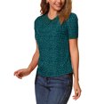thumbnail image 4 of INSPIRAR CHIC Blusas de Mujer con Cuello Peter Pan en Contraste, con Lunares, de Manga Corta, Talla M, Azul, Verde, Blanco, 4 of 6
