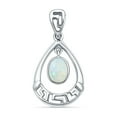 thumbnail image 2 of 24" Long 1.1mm Rope Chain- Lab Created White Opal Dangle Drop Pear Pendant Necklace Vintage Style 925 Sterling Silver 31mm Pendant Gift For Her, 2 of 4