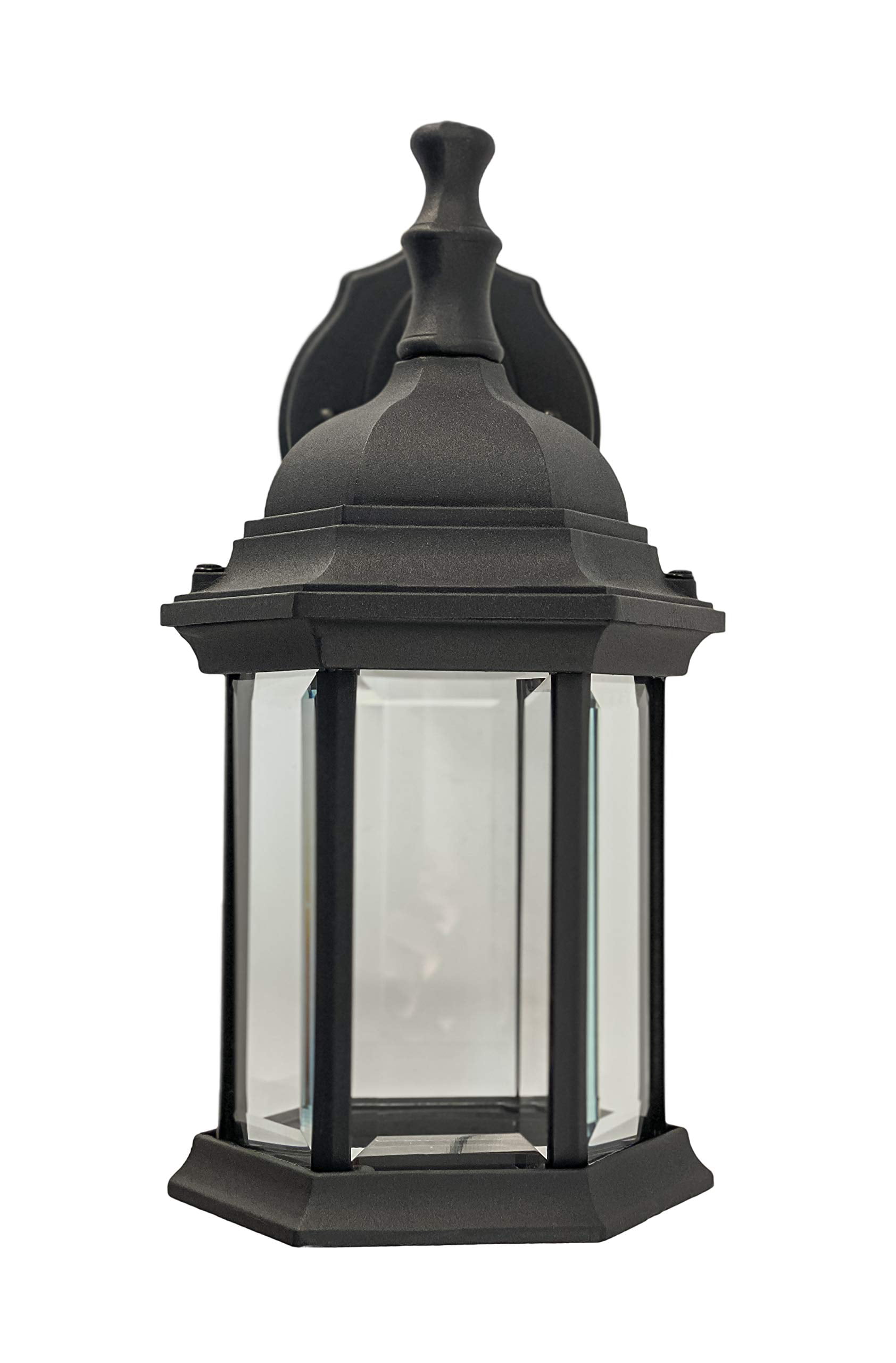 CORAMDEO Outdoor Hex Straight Glass LED Wall Sconce Lantern for Porch 75W 