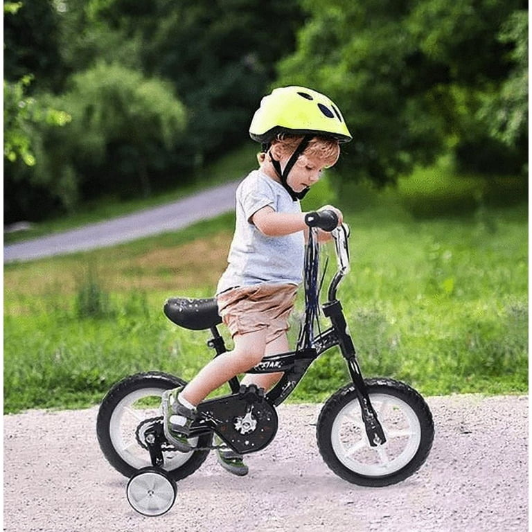 Ustoyoutlet 12 Kid s Beginner Bicycle for 2 4 Years Old Boys and Girls Bike Foam Tire for Indoor Use No Brake Black
