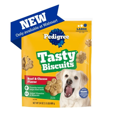 Pedigree Large Tasty Biscuits Beef & Cheese Flavor Dog Treats, 24oz Bag
