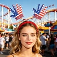 thumbnail image 4 of Homellea 4th of July Patriotic Headband, 9.64 Inch Red White Blue Star Hair Hoop with 250 Year Anniversary Ribbon Streamers for Independence Day, Memorial Day, Parade and Party Decor, 4 of 6