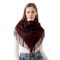 thumbnail image 2 of Mikilon Woman Winter Scarf Patchwork Color Fringe Shawl Scarf Two Tone Tassel Long Scarf Thicken Warm Scarf, 2 of 2