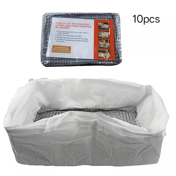 ACDANC 10Pcs Lazy Cat Litter Net Bag with Drawstring, Disposable Cat Litter Box Filter Liner, Suitable for All Litter Types, Hands-Free Easy Clean Pet Supplies Gift for Cat Owners