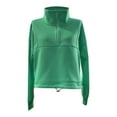 thumbnail image 6 of Baberdicy Quarter Zip Pullover Women, Women's Stand up Collar Half Zip Hem Drawstring Casual Fleece Hoodie Pullover Sweaters for Women Green, 6 of 6