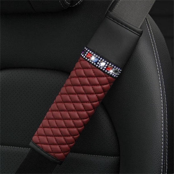 Soft Protective Cover Breathable Car Shoulder Cover Comfortable Leather Diamond Car Seat Belt Shoulder Cover Car Supplies03Russian Federation He Qiyong unisex