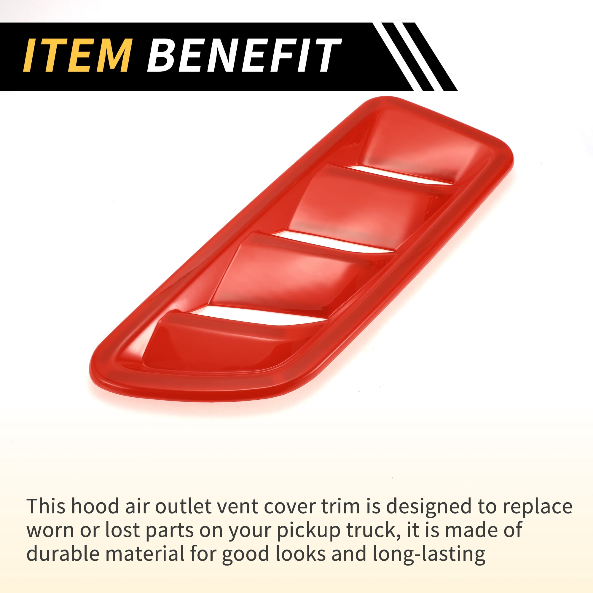 Unique Bargains 1 Pair Car Front Hood Air Outlet Vent Cover Trim for Jeep Wrangler JL JLU Gladiator 2018-2024 Hood Engine Bonnet Air Vent Outlet Cover Bezels ABS Red