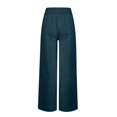 thumbnail image 3 of Linen Cotton Pants For Women Pull On Straight Leg Slacks Loose Casual High Waist Trousers With Pocket, 3 of 9